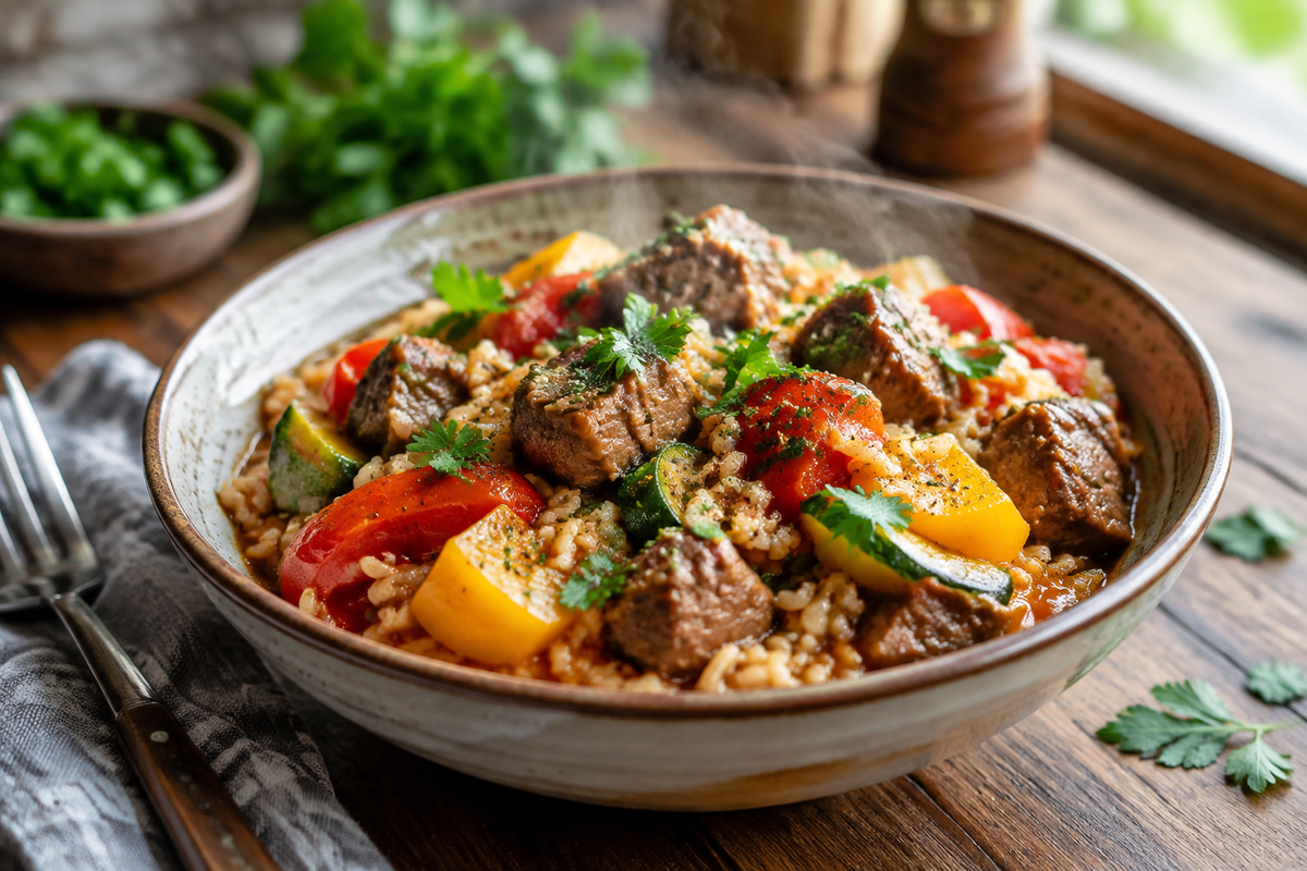 A delicious one pot meal with vegetables and rice, perfect for one pot meals weeknight dinners