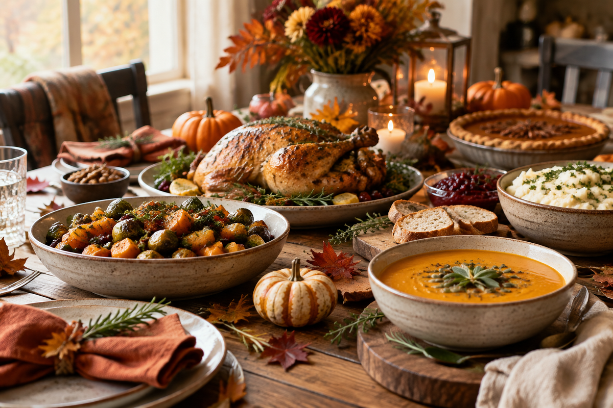 Cozy fall-themed get-togethers with seasonal dishes and autumn decorations