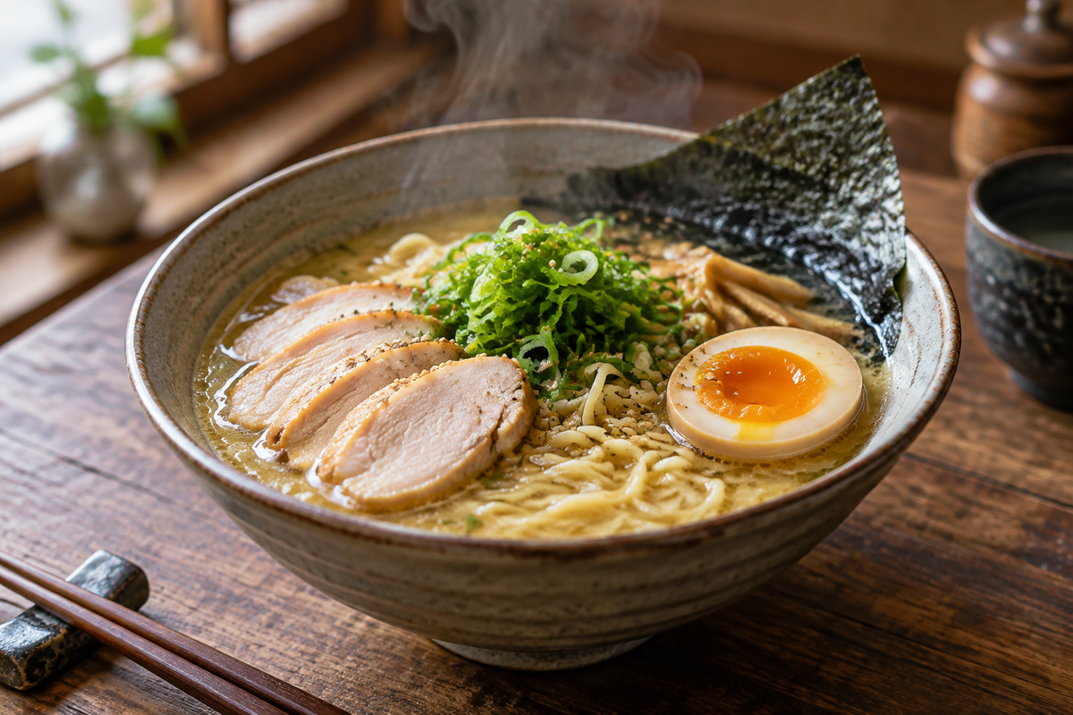 A bowl of chicken ramen with tender chicken, noodles, and garnishes, showcasing the best chicken ramen