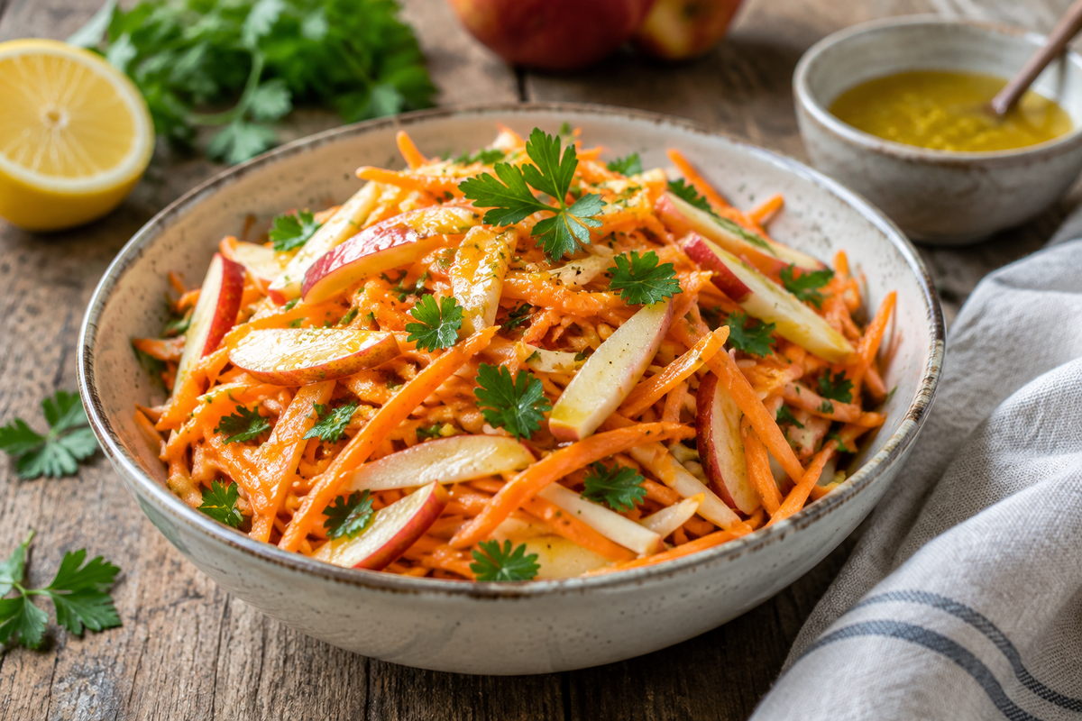 Crisp Carrot Apple Salad with Honey-Lemon Dressing Recipe – allhoursrecipes