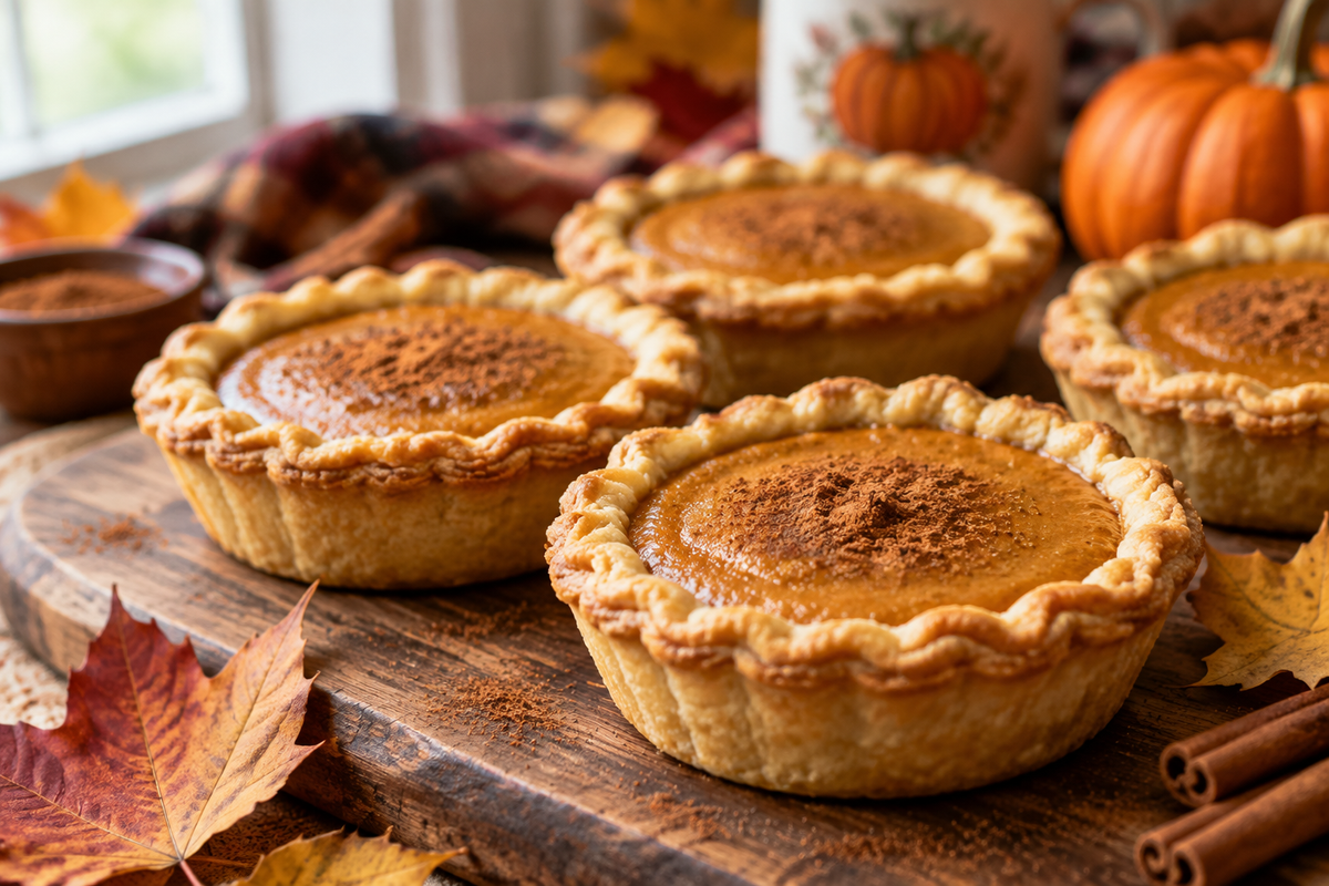 Easy mini pumpkin pies with golden crusts and smooth pumpkin filling, perfect homemade fall treat